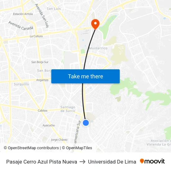 Pasaje Cerro Azul Pista Nueva to Universidad De Lima map