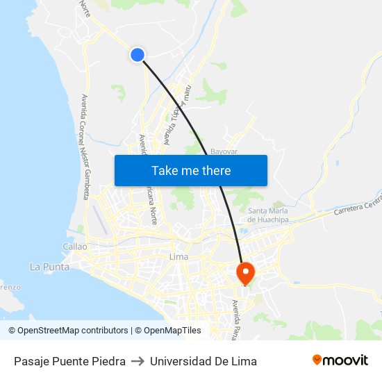 Pasaje Puente Piedra to Universidad De Lima map