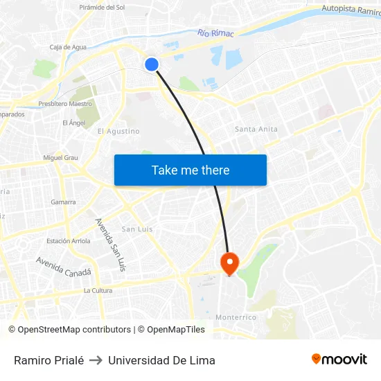 Ramiro Prialé to Universidad De Lima map