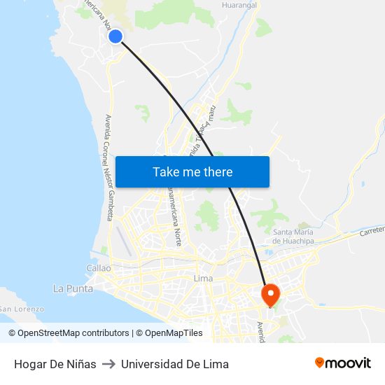 Hogar De Niñas to Universidad De Lima map