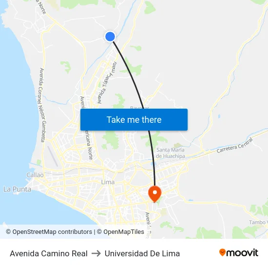 Avenida Camino Real to Universidad De Lima map