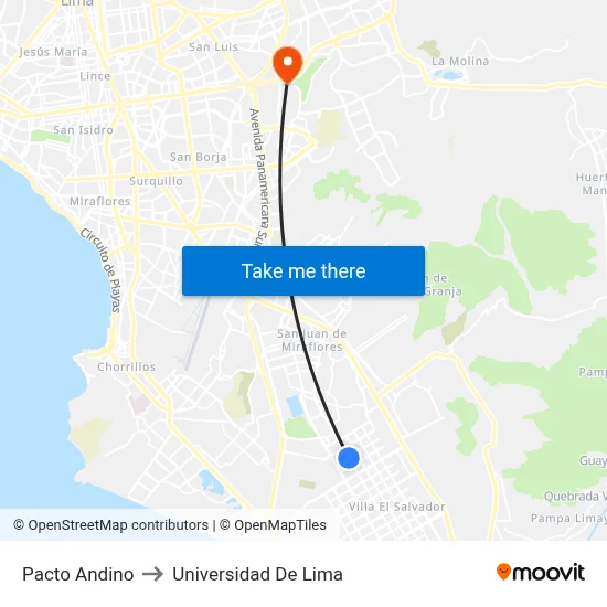 Pacto Andino to Universidad De Lima map