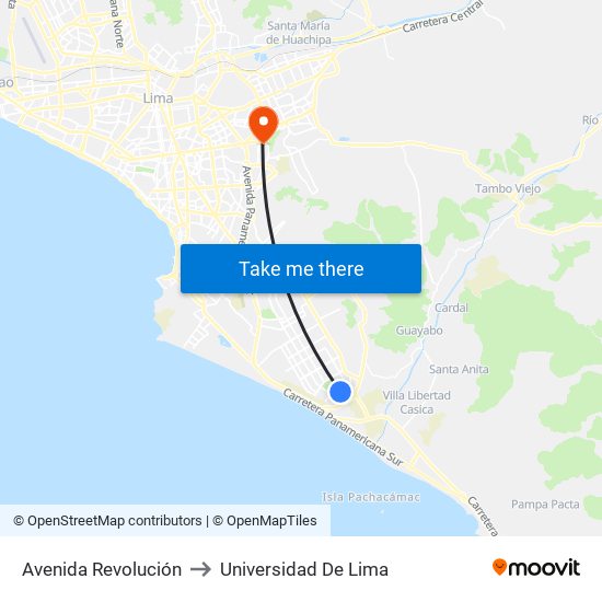 Avenida Revolución to Universidad De Lima map