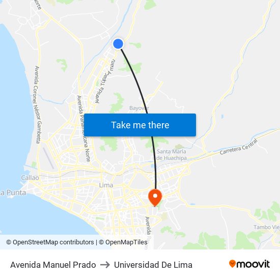 Avenida Manuel Prado to Universidad De Lima map