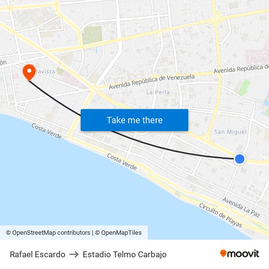 Rafael Escardo to Estadio Telmo Carbajo map