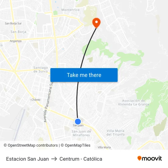 Estacion San Juan to Centrum - Católica map