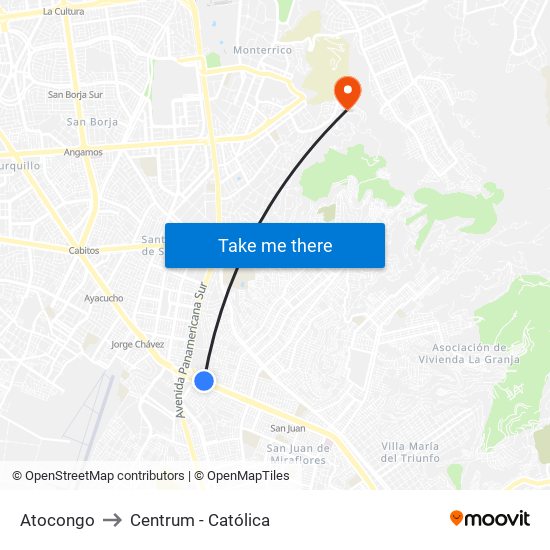 Atocongo to Centrum - Católica map