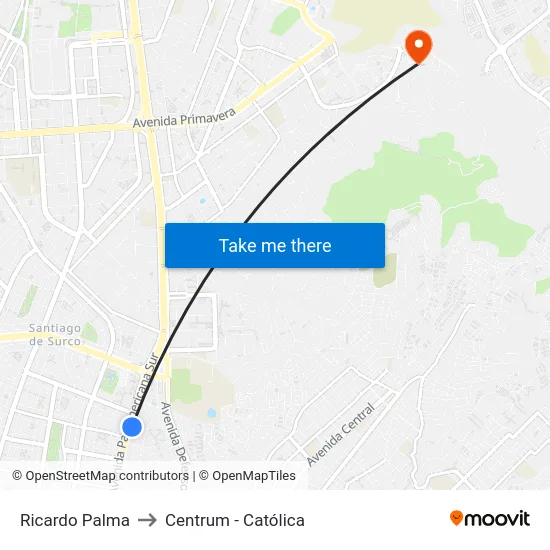 Ricardo Palma to Centrum - Católica map
