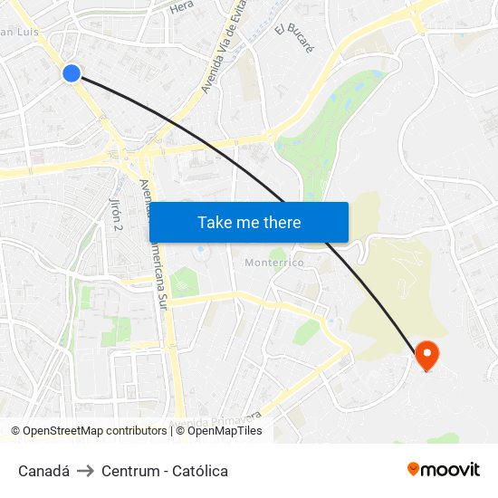 Canadá to Centrum - Católica map