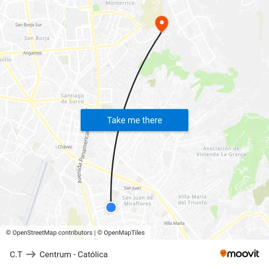 C.T to Centrum - Católica map