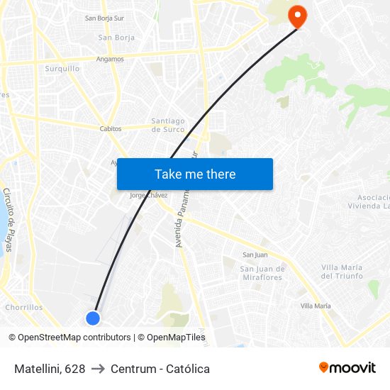 Matellini, 628 to Centrum - Católica map