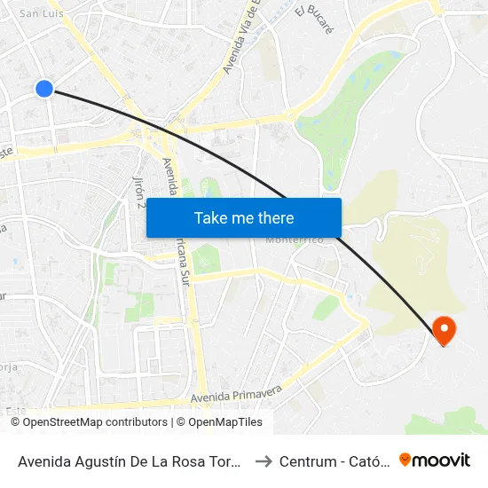 Avenida Agustín De La Rosa Toro, 992 to Centrum - Católica map