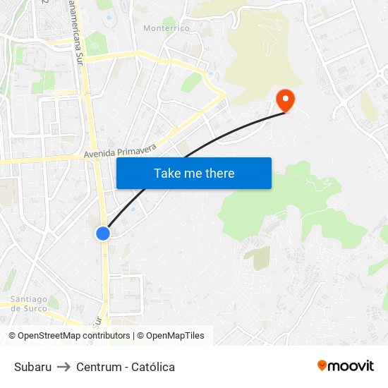 Subaru to Centrum - Católica map