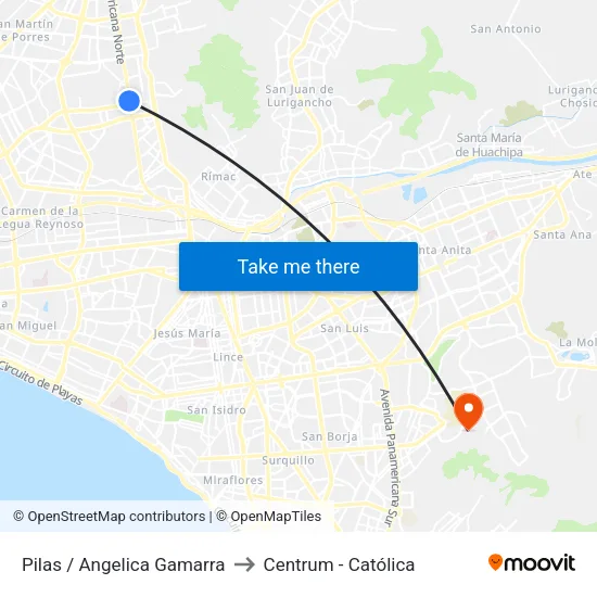 Pilas to Centrum - Católica map