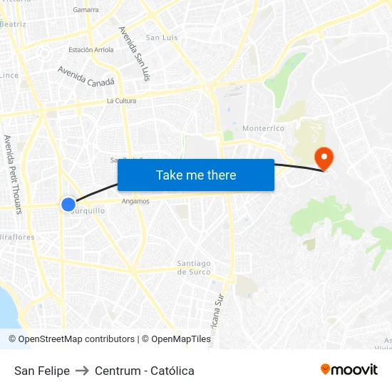 San Felipe to Centrum - Católica map