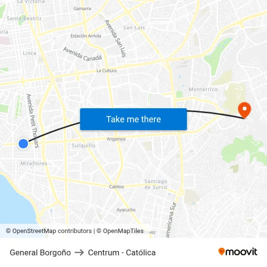 General Borgoño to Centrum - Católica map