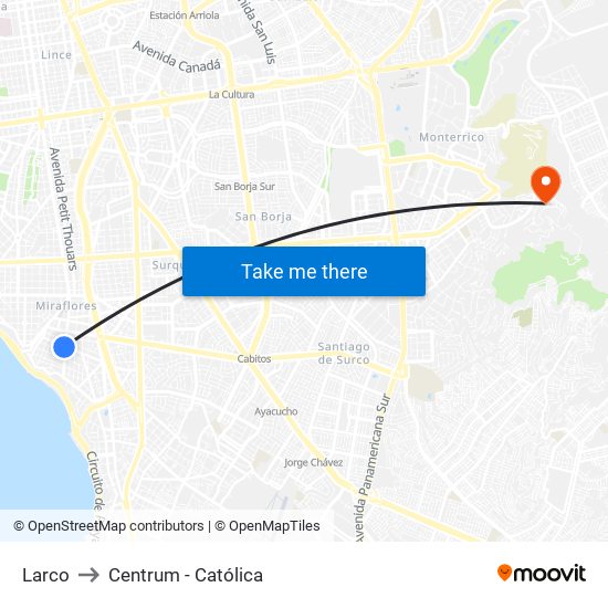 Larco to Centrum - Católica map