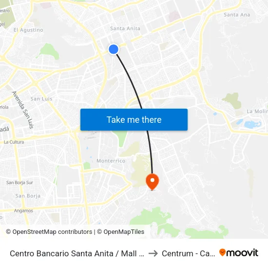 Centro Bancario Santa Anita / Los Frutales to Centrum - Católica map