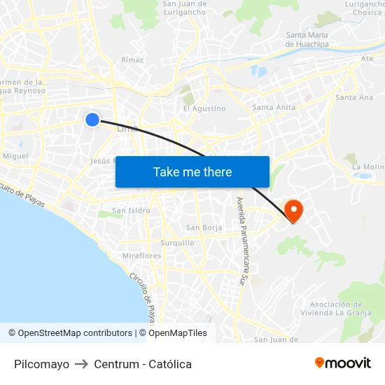 Pilcomayo to Centrum - Católica map