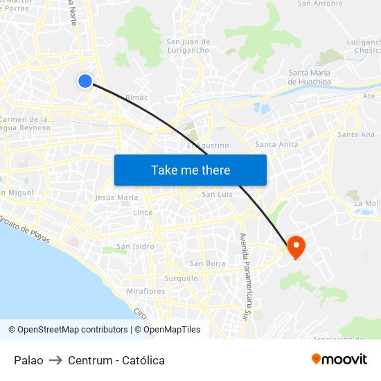 Palao to Centrum - Católica map