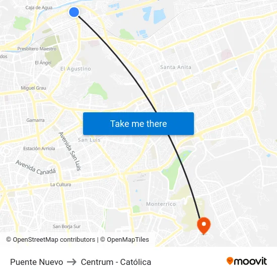 Puente Nuevo to Centrum - Católica map