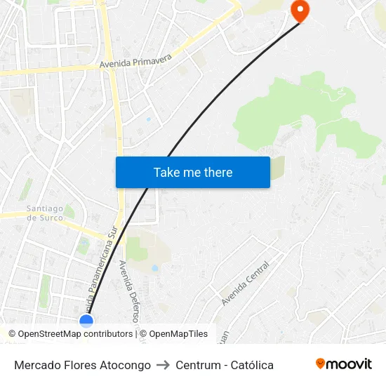 Mercado Flores Atocongo to Centrum - Católica map