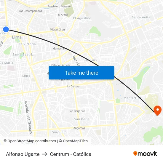 Alfonso Ugarte to Centrum - Católica map
