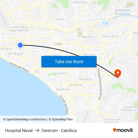 Hospital Naval to Centrum - Católica map