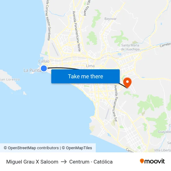 Miguel Grau X Saloom to Centrum - Católica map