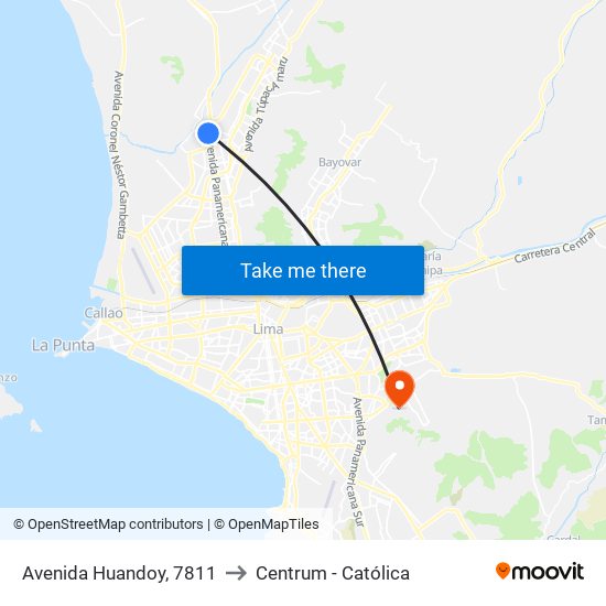 Avenida Huandoy, 7811 to Centrum - Católica map