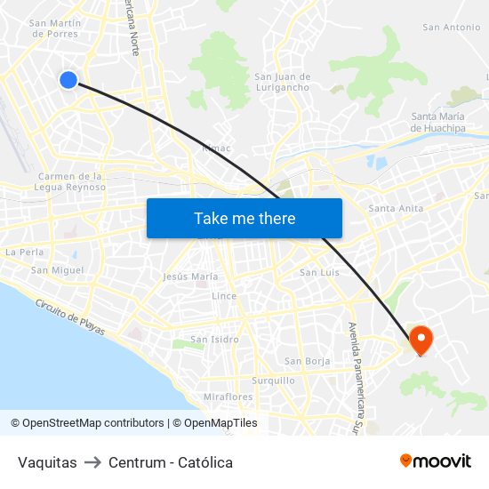 Vaquitas to Centrum - Católica map