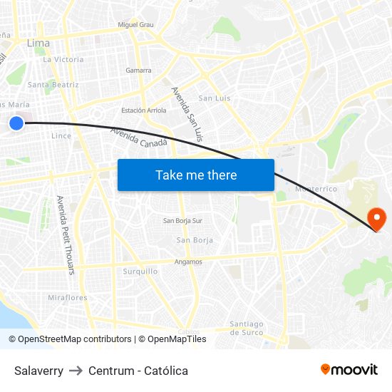 Salaverry to Centrum - Católica map