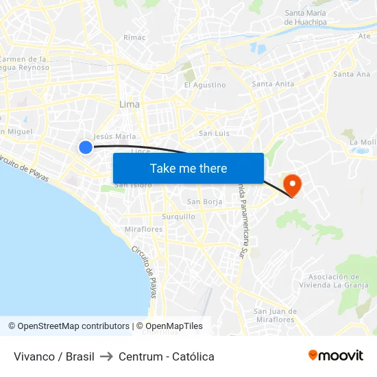 Vivanco / Brasil to Centrum - Católica map