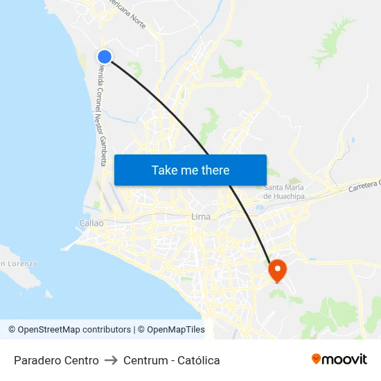 Paradero Centro to Centrum - Católica map