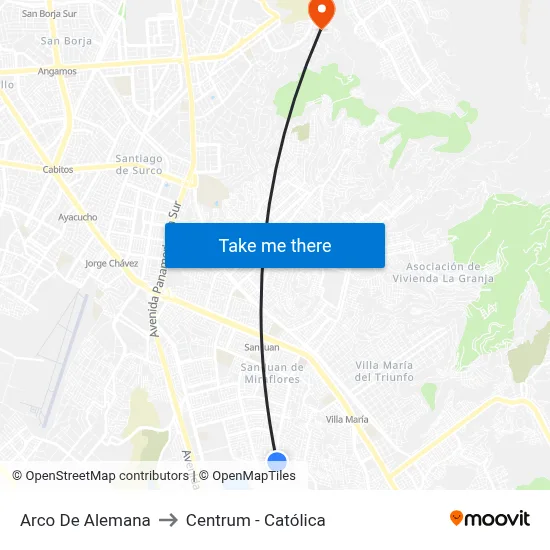 Arco De Alemana to Centrum - Católica map