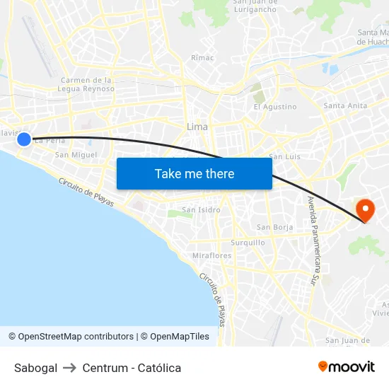 Sabogal to Centrum - Católica map
