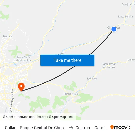 Callao - Parque Central De Chosica to Centrum - Católica map