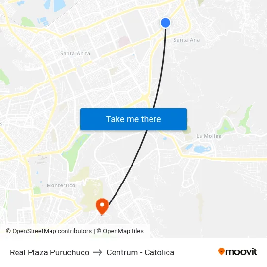 Real Plaza Puruchuco to Centrum - Católica map