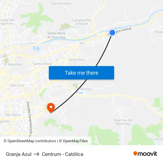 Utp Santa Clara to Centrum - Católica map