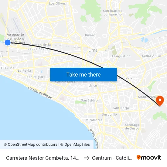 Carretera Nestor Gambetta, 1400 to Centrum - Católica map