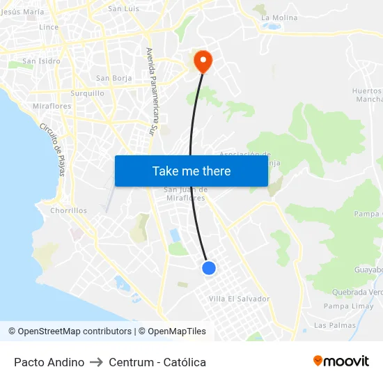 Pacto Andino to Centrum - Católica map