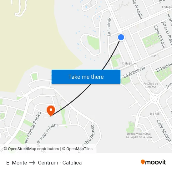 El Monte to Centrum - Católica map