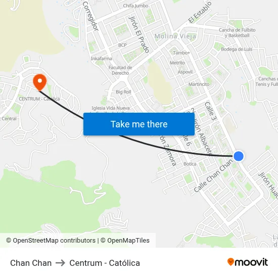 Chan Chan to Centrum - Católica map