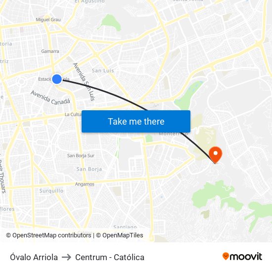 Óvalo Arriola to Centrum - Católica map