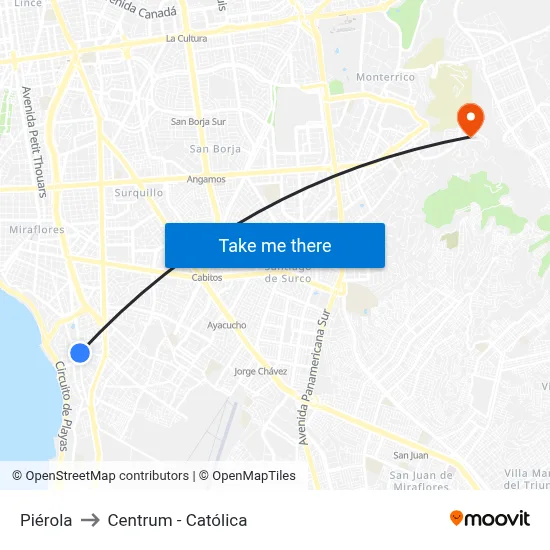 Piérola to Centrum - Católica map