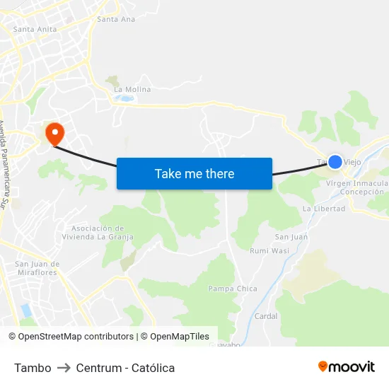 Tambo to Centrum - Católica map