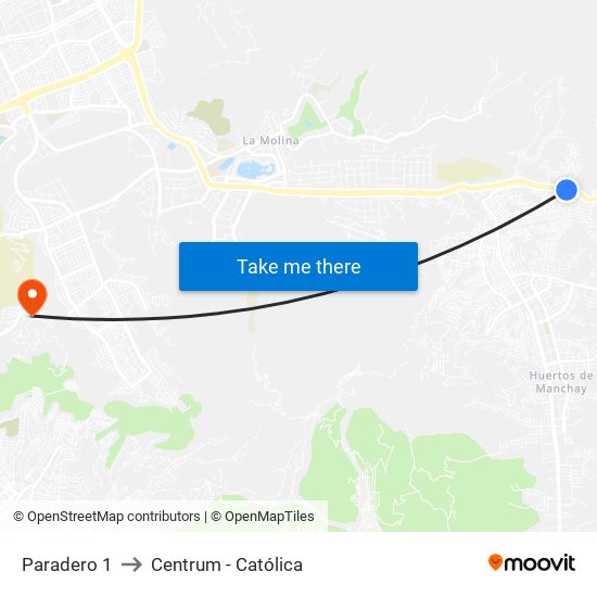 Paradero 1 to Centrum - Católica map