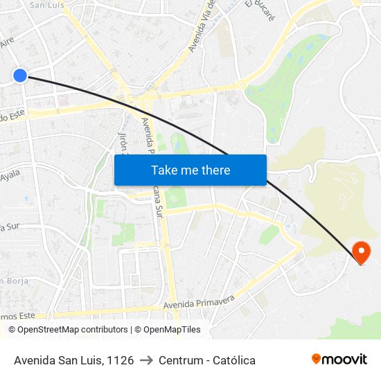 Avenida San Luis, 1126 to Centrum - Católica map