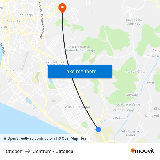 Chepen to Centrum - Católica map