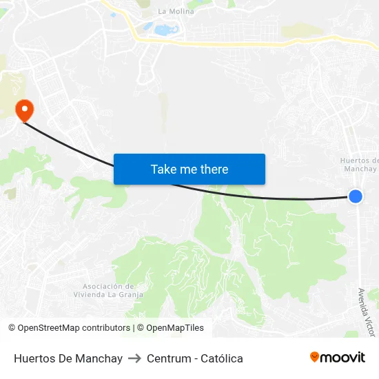 Huertos De Manchay to Centrum - Católica map
